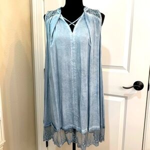 Umgee Blue Garment Washed Swing Dress Size Small